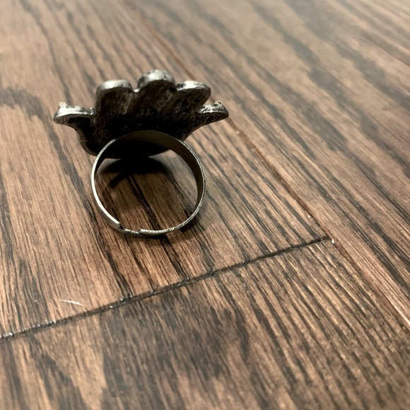 Blue Metal Large Resizable Hamsa Ring - Picture 4 of 5